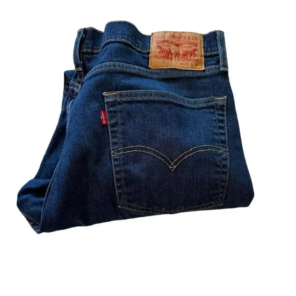 Levi's 513 Slim Straight Jeans Size 36x30 Dark Wash Denim